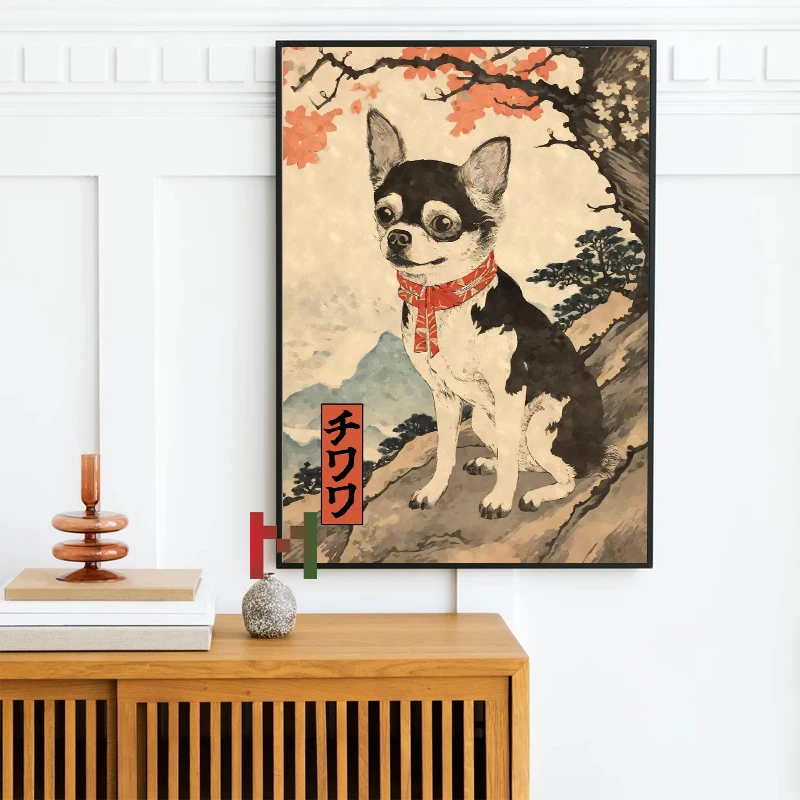 Retro Japanese Style Dogs Poster Canvas Printing German Shepherd Bernese Golden Retriever Dogs Home Room Wall Decoration Gift