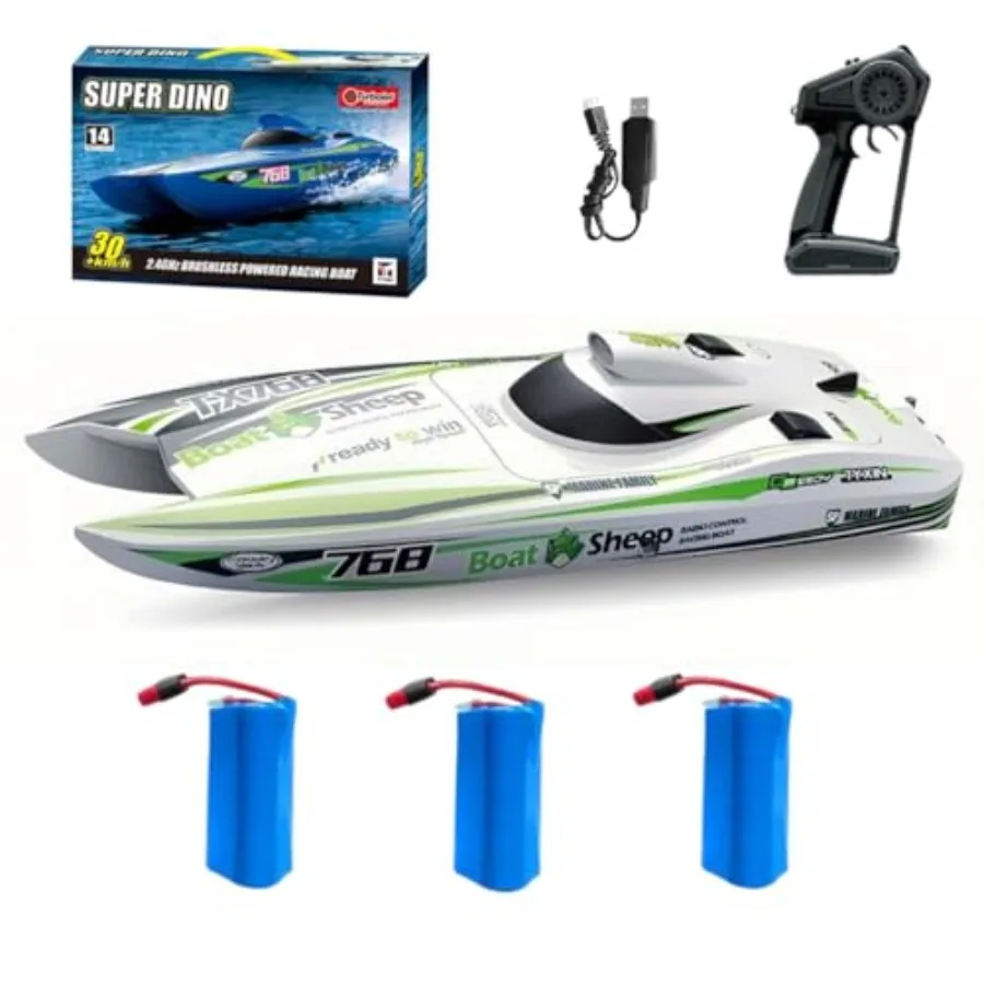 

TX768 RC Jet Boat for lakes rivers pools, ABS hull, blue, 30km/h high speed with water-cooled brushless engine and 3×3S LiPo su