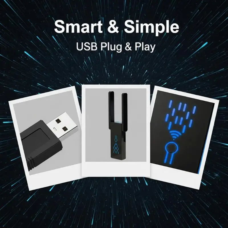 1300Mbps USB 3.0 Dual Band WiFi Dongle Wireless Adapter Plug and Play No Driver for Seamless Gaming Networking