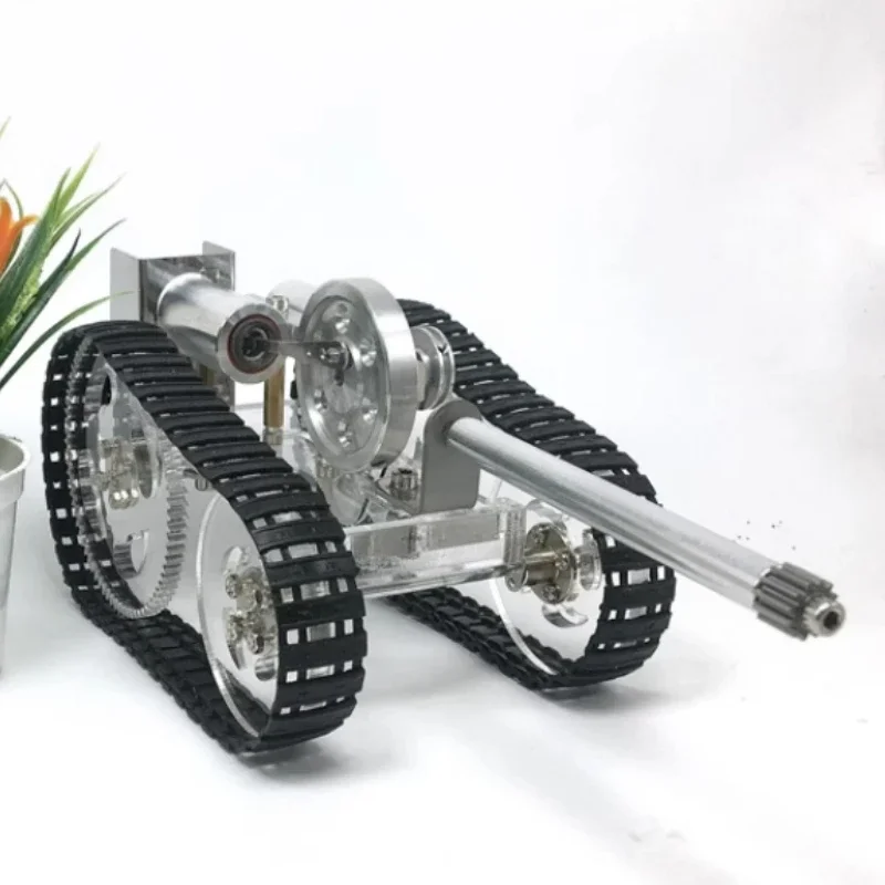 Custom Single Cylinder Stirling Engine Crawler Tank Model Kit External Combustion Engine Science Educational Toys Students Kids