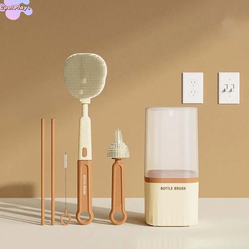

Multi-functional Bottle Cleaning Brush Set ABS TPR Pacifier Straw Scrubber Detachable Eyedropper Brush Baby Nipple Brush Kit