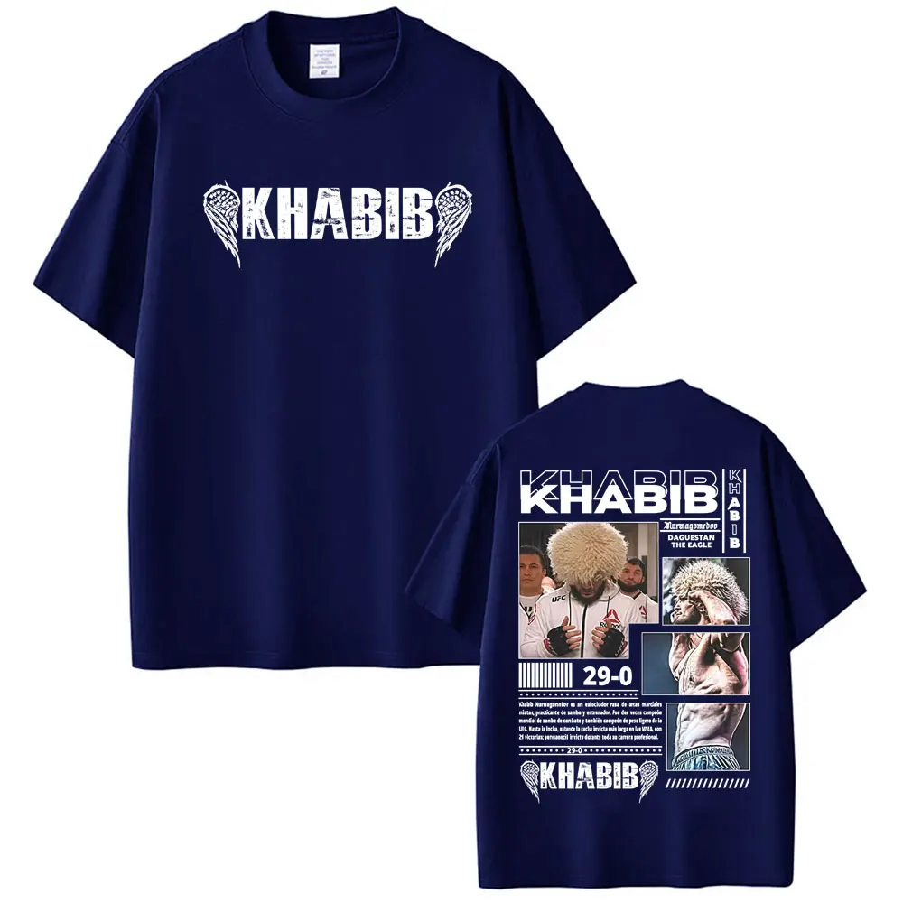 Khabib Nurmagomedov Fighting Graphic T-shirts Men's Clothing  Harajuku Retro Short Sleeve T Shirt Cotton Loose Oversized T-shirt