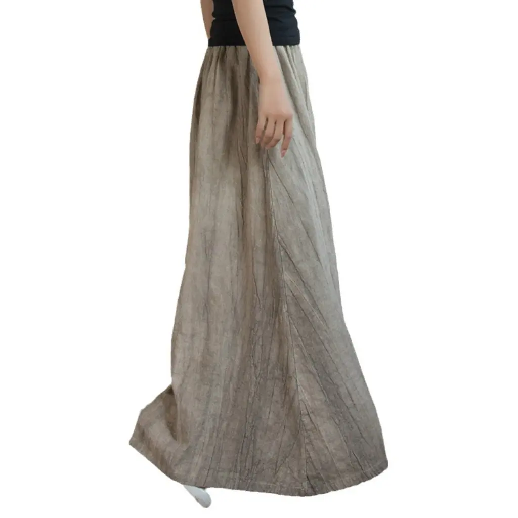 

Ramie Tie-Dye Women's Long Skirt Chinese Style Cotton Linen Spring Summer Artistic Loose Fit Versatile New Arrival