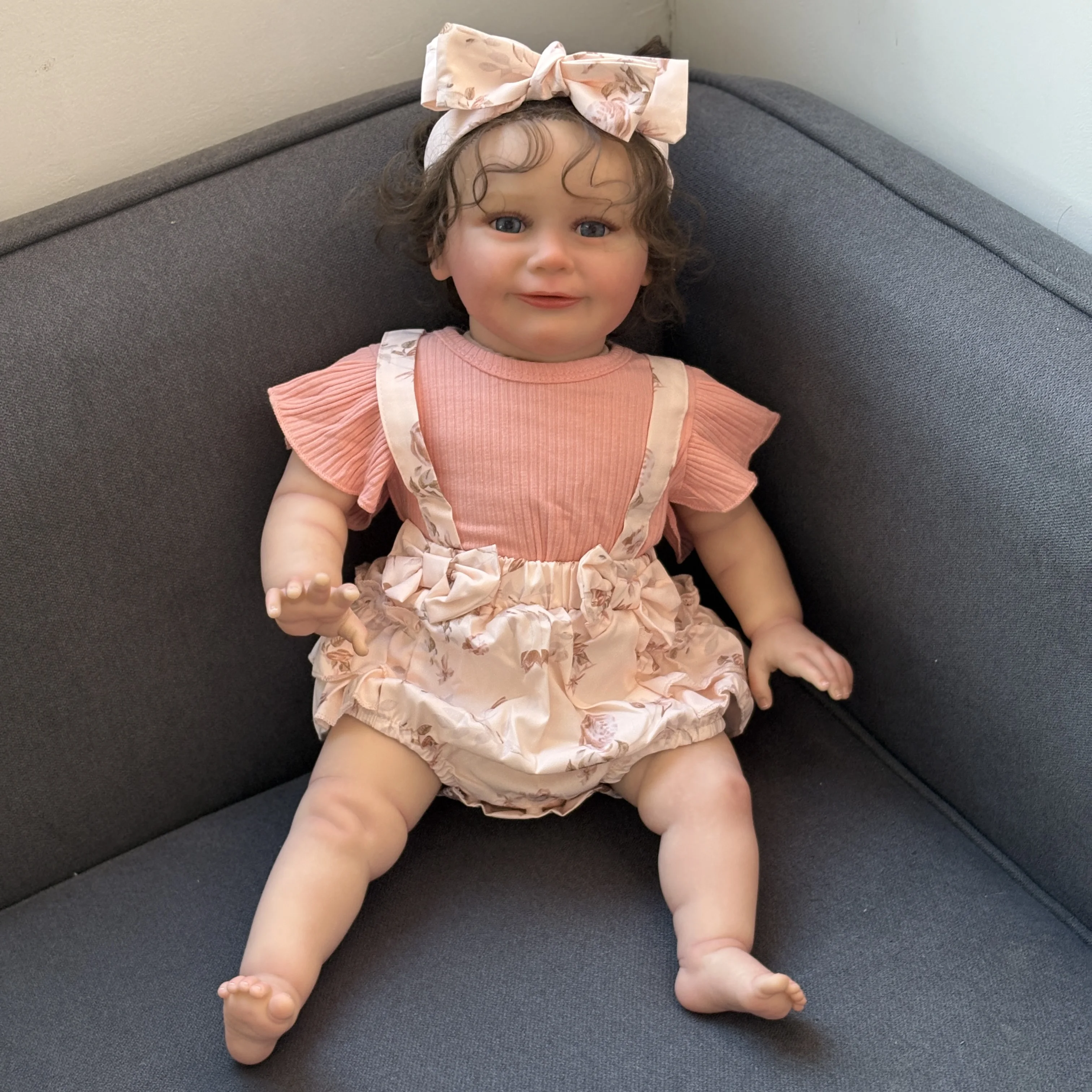 Zoe zachte stoffen lichaam 24 inch handgeworteld haar levensechte peuter herboren pop echte foto's meerdere lagen schilderen met zichtbare aderen