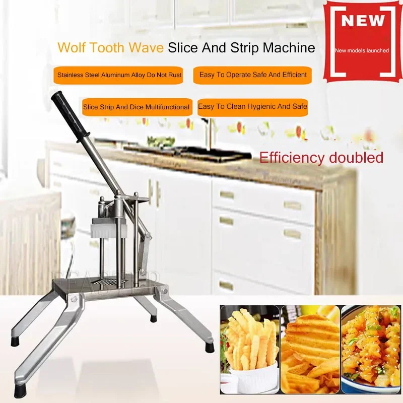 BURUIMU 스테인레스 스틸 상업용 수동 물결 모양의 감자 칩 커터 감자 튀김 야채 과일 절단기