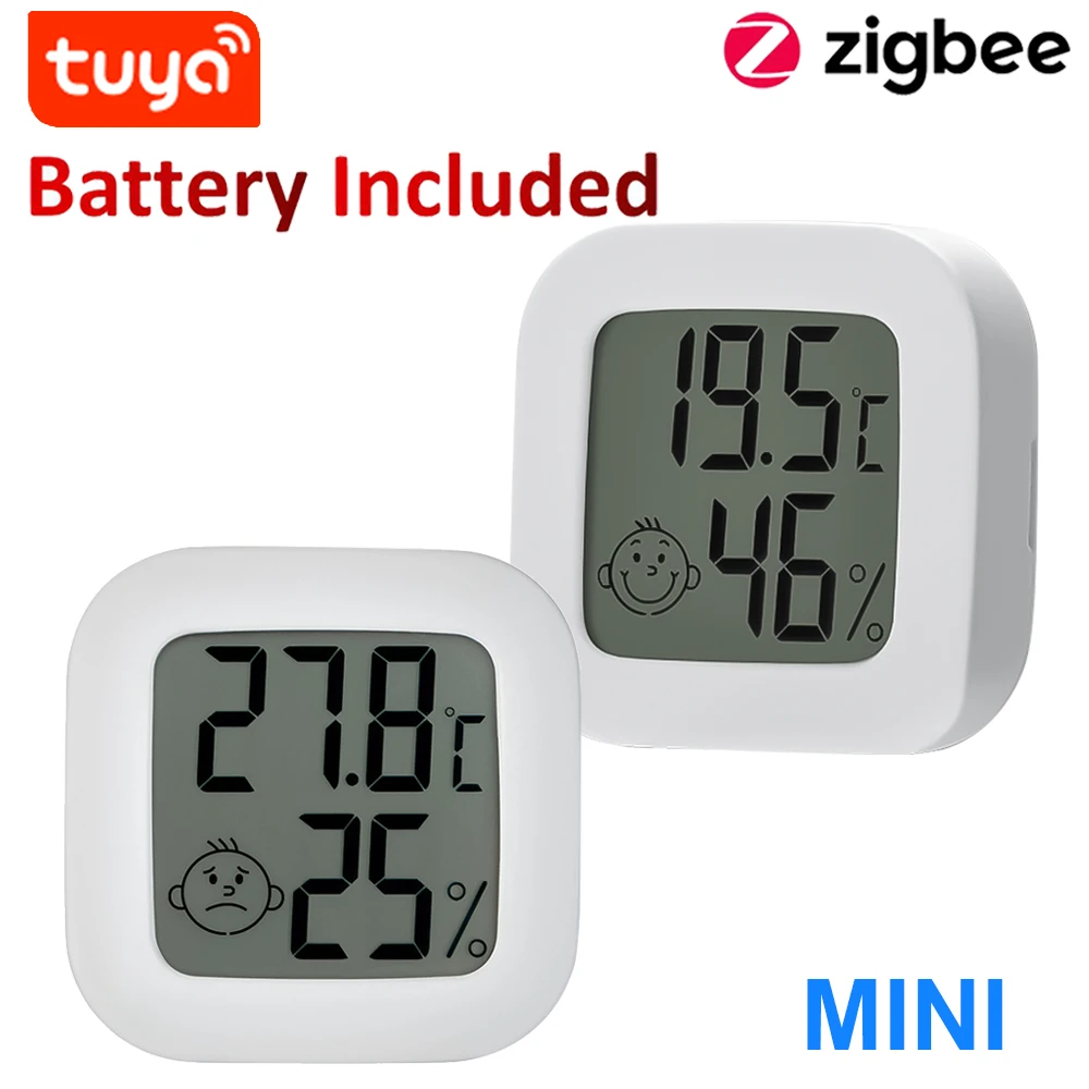 Tuya Smart Zigbee Temperature And Humidity Detector Sensor APP Real Time Monitoring LCD Screen Diaplay Works With Zigbee2mqtt Ho