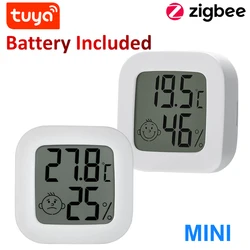 Tuya Smart Zigbee Temperature And Humidity Detector Sensor APP Real Time Monitoring LCD Screen Diaplay Works With Zigbee2mqtt Ho