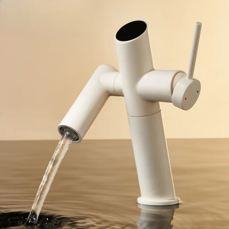 milky white tap robot style basin hot and cold Faucet Hot and Cold bathroom Mixer, Mop Taps,deck Mounted sink faucet