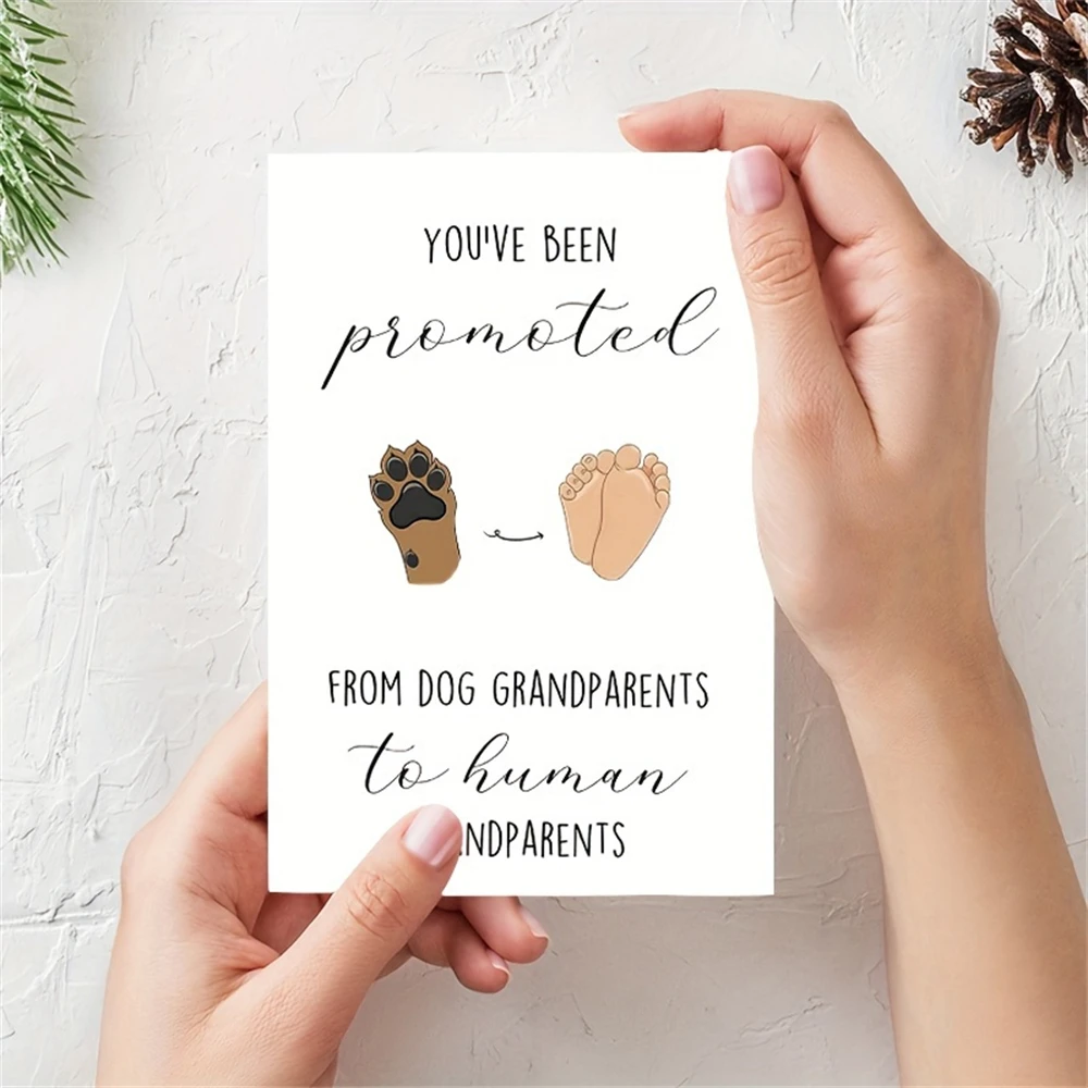 1pc，Funny Pregnancy Announcement for Grandparents, Cute Pregnancy Revel Card for Grandparents, Promoted from Dog Grandparents To