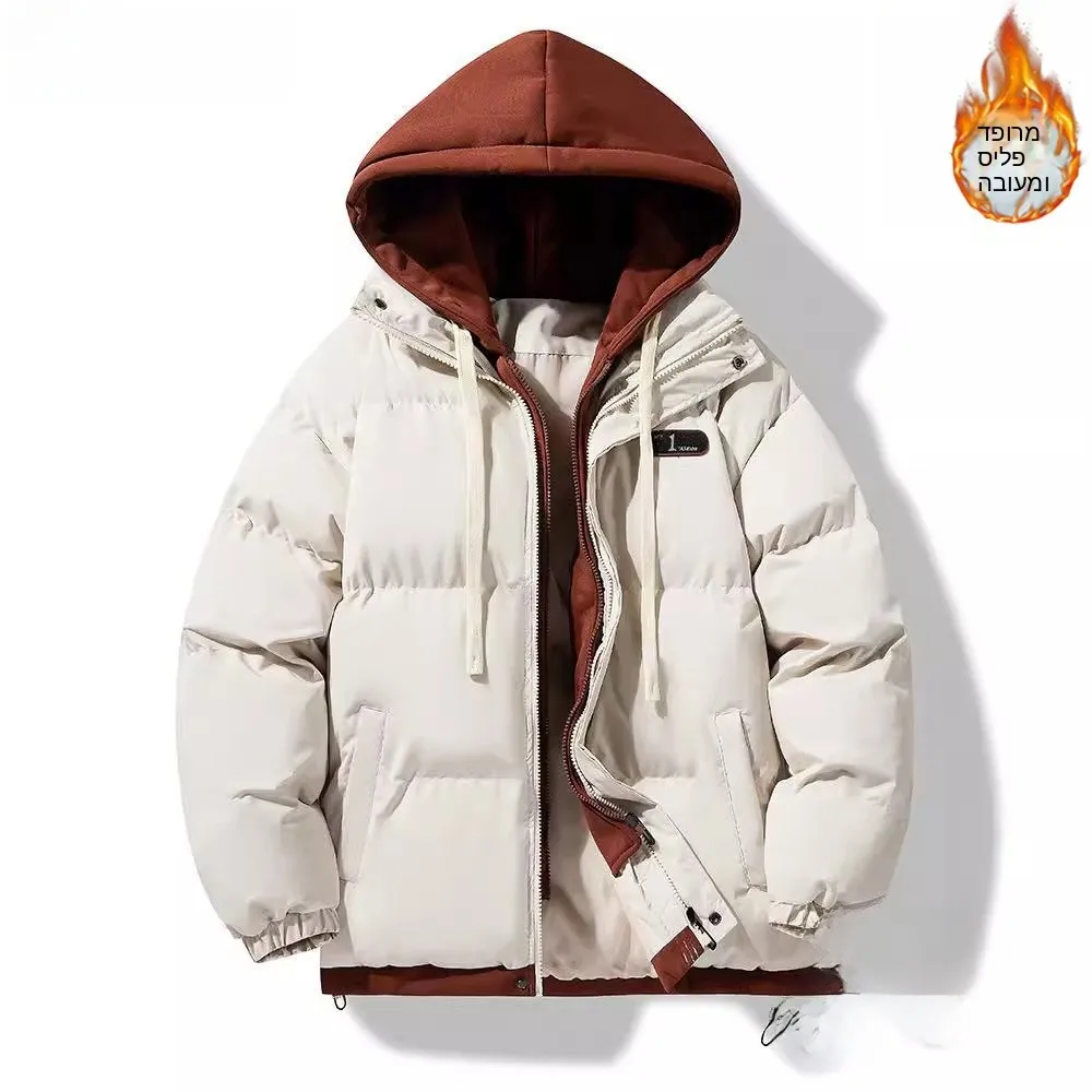 

Winter Thickened Men's Cotton Jacket Casual Hooded Coat Warmth Comfortable Polyester Fiber Youth Fashion Regular Length