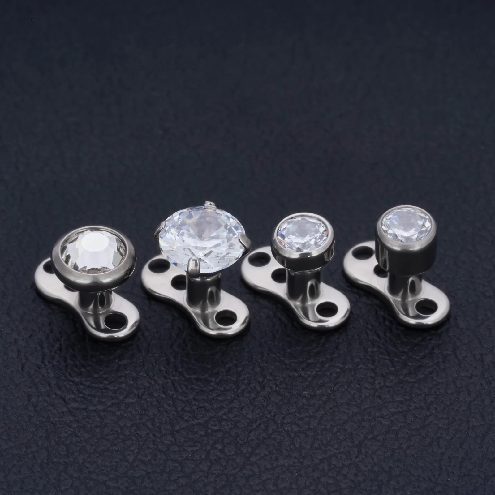 G23 F136 Titanium Piercing 16G Dermal Anchor Top with CZ Base Microdermal Rings Fashion Skin Diver Implant Grade Body Jewelry