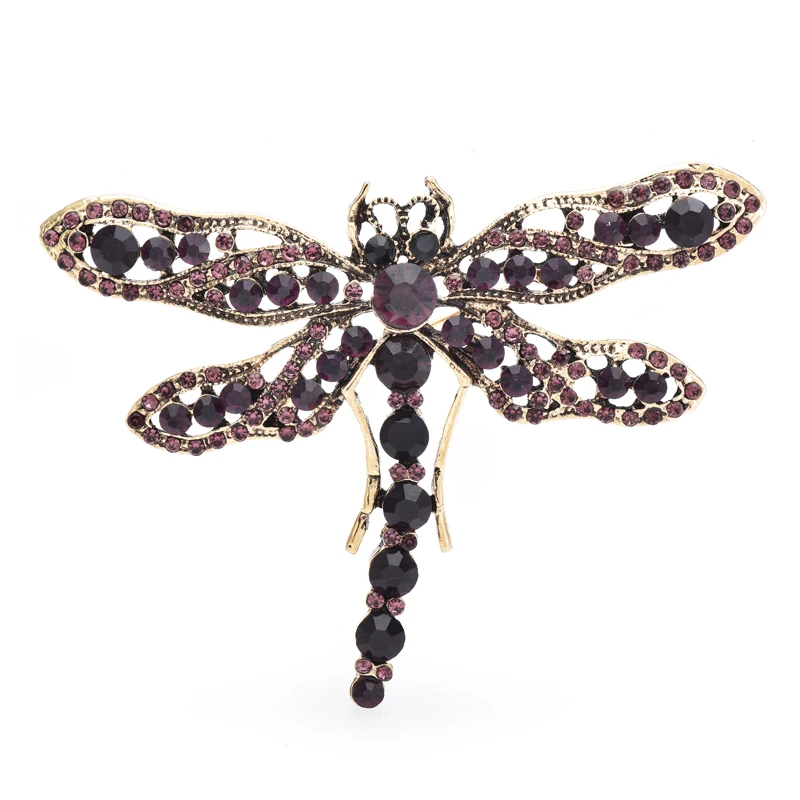 Wuli&baby Classic Dragonfly Brooches 6-color Shining Insects Beauty Party Office Brooch Pins For Women Unisex Gifts
