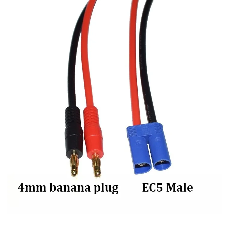 10AWG Silicone Charging Adapter Cable 4mm Banana Plug to EC5 Male Connector for B6AC Model Toy Lipo Balance Charger Power Cord