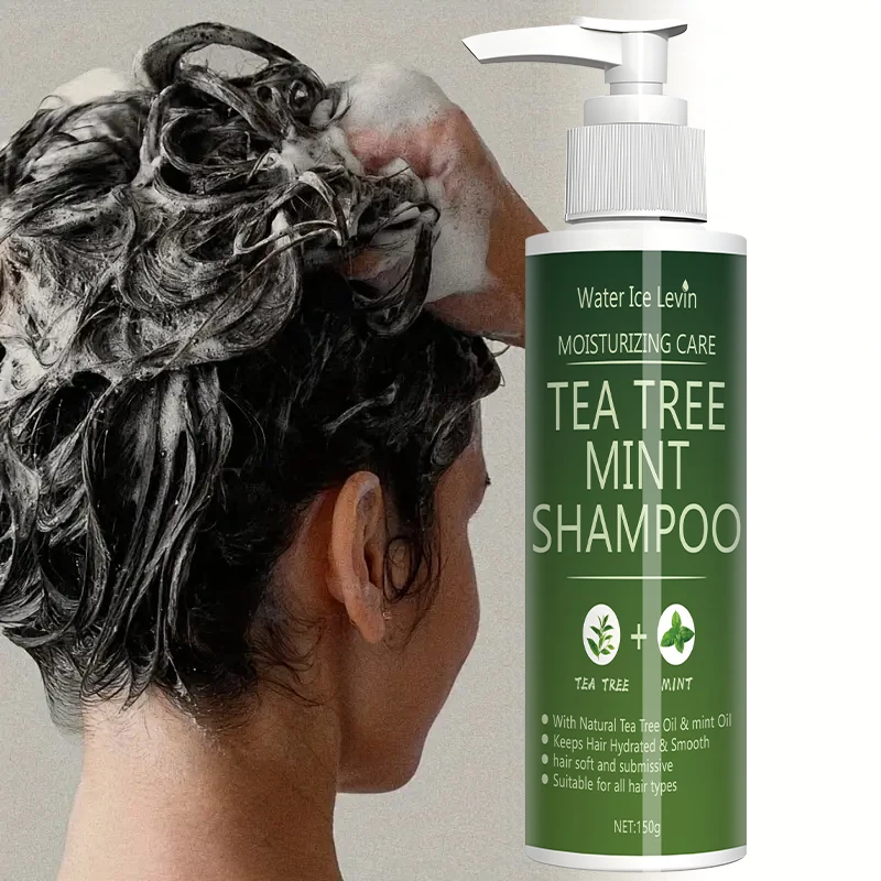 Champú de menta Tea Tree Esencia natural revitaliza el cabello. Espuma limpiadora densa. Fortalece y suaviza. Agregue el volumen y el brillo.