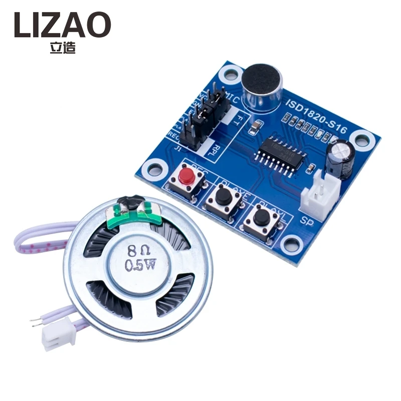 ISD1820 Voice Recording Module, Audio Recorder Board with Microphone + 8Ω 0.5W Speaker for DIY Voice Projects