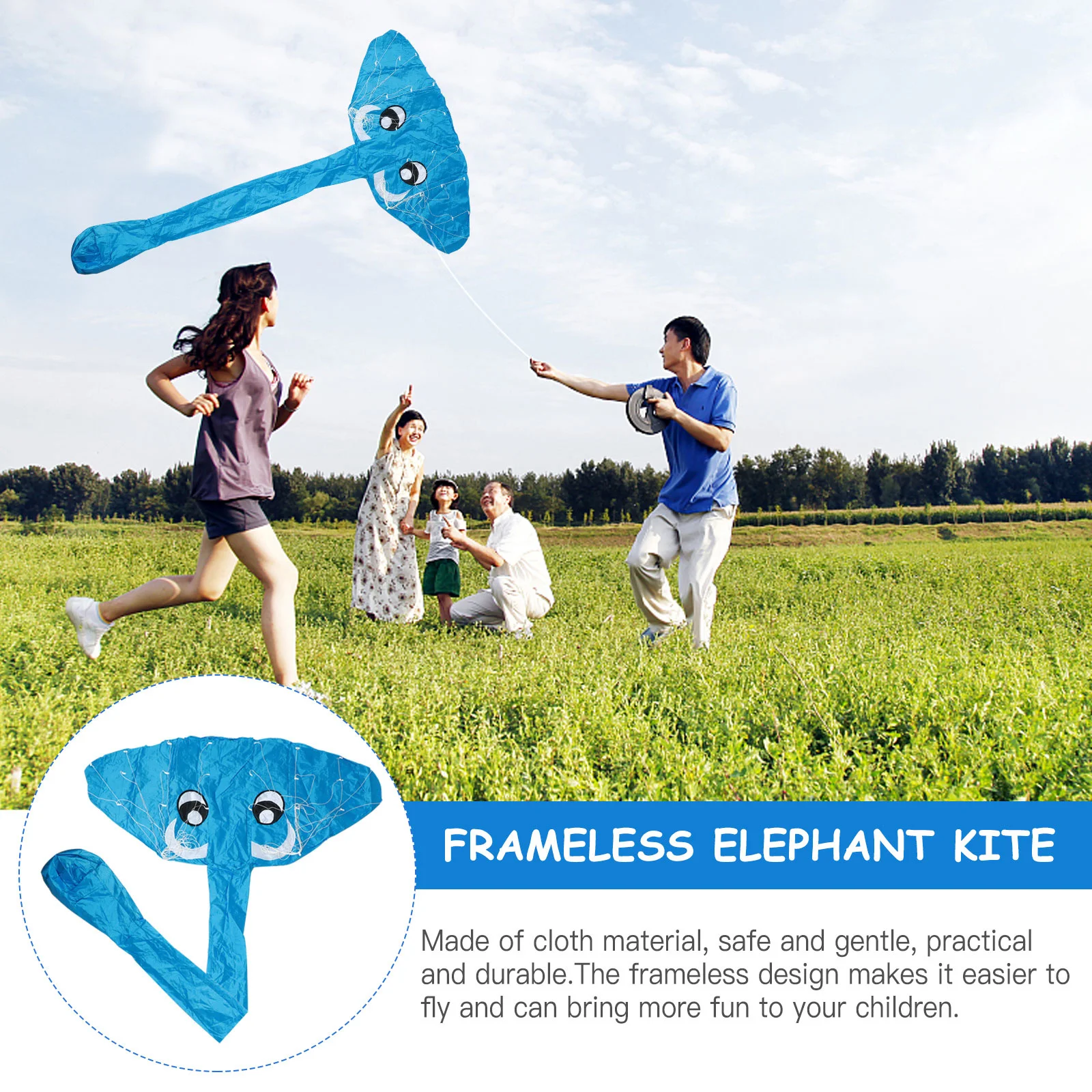 

1Set Huge Cartoon Elephant Kite Frameless Long Tail Flying Outdoor Play Cloth Kids Fun Activity Improve Coordination Skill