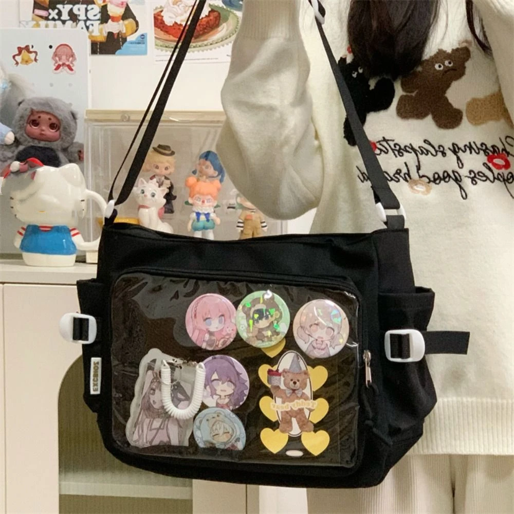 الموضة اليابانية نمط شفاف Itabag Harajuku بولي كلوريد الفينيل قماش حمل حقيبة شارة عرض سعة كبيرة لوليتا حقيبة يد يوميا