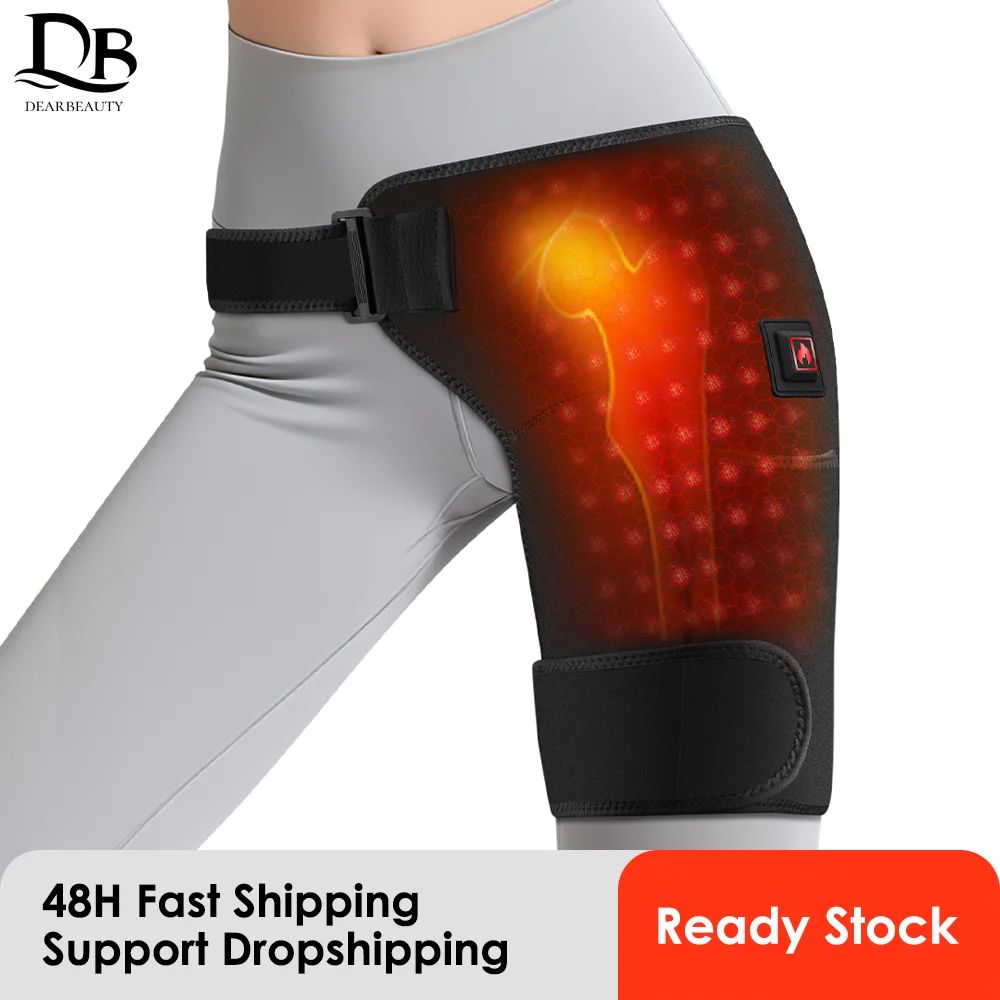 

USB Electric Hot Hip Vibration Massager 3 Level Heating Hip Support Wrap Infrared 660nm LED Beads,Thigh Hip Groin Protect Belt