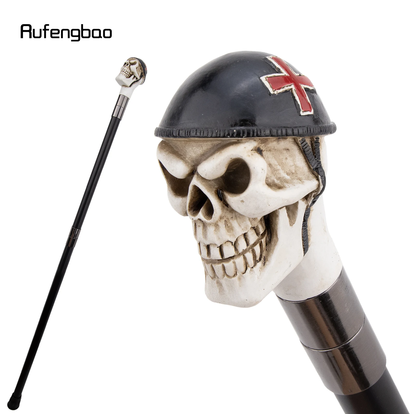 

White Resin Helmet Skull Head Walking Cane Fashion Decorative Steel Stick Gentleman Elegant Cosplay Cane Knob Crosier 94cm