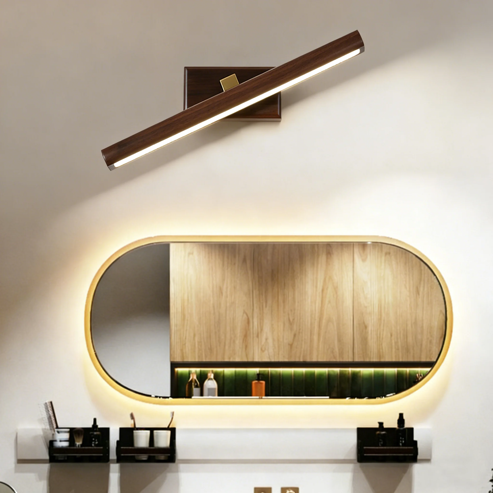 Modern Wood Dressing Table Wall Lamp Acrylic Lampshade Rotatable LED Sconce Lights Home Decor Mirror Painting Exhibition Lustres