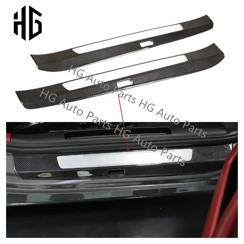 

Car Door Sill Real Carbon Fiber Exterior Decoration Trims For Porsche 718 Boxster-Cayman Outside Door Panel Auto Parts