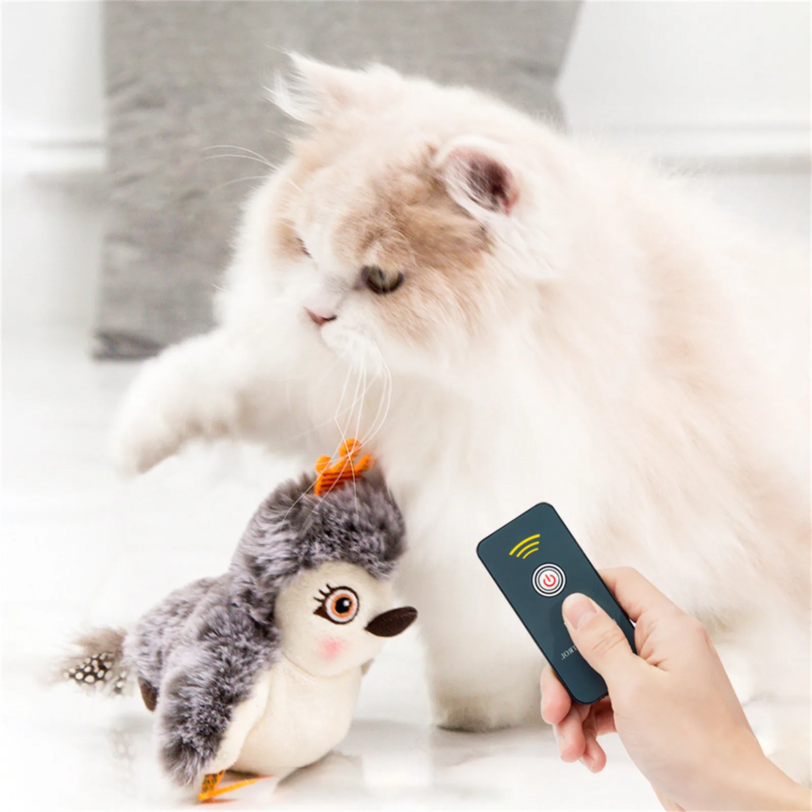 2024 New Flapping Bird Cat Toy Lifelike Bird Tweet Touch-Activated Toy Rechargeable Interactive Cat Exercise Toys