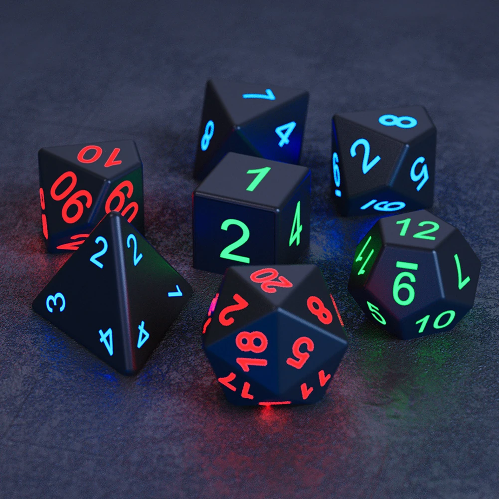 7Pcs/set  Electronic Luminous LED DND Dice Set Multiple Sided Dice for Adults Board Game Party Entertainment Toys