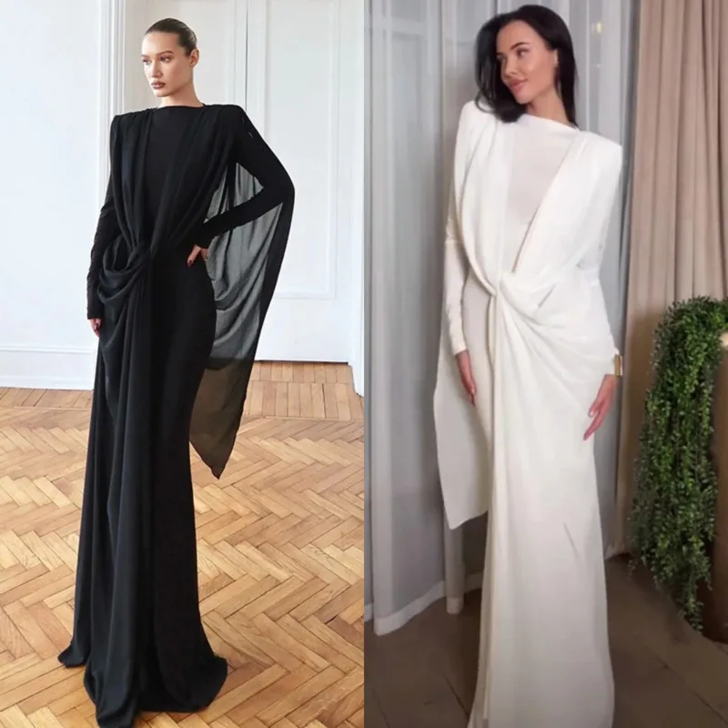 

Autumn Winter Women’s Sexy Bodycon Dress With Mesh Sheer Sleeves Long Sleeve Solid Color Fashionable Irregular Cut Party Dress