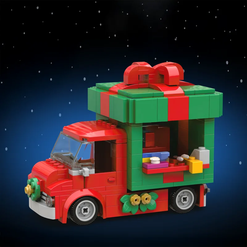 New 297Pcs Popular Christmas Series Moc Gift Wrap Truck Model Building Blocks Diy Creative Ideas Toy Bricks Birthday Gifts