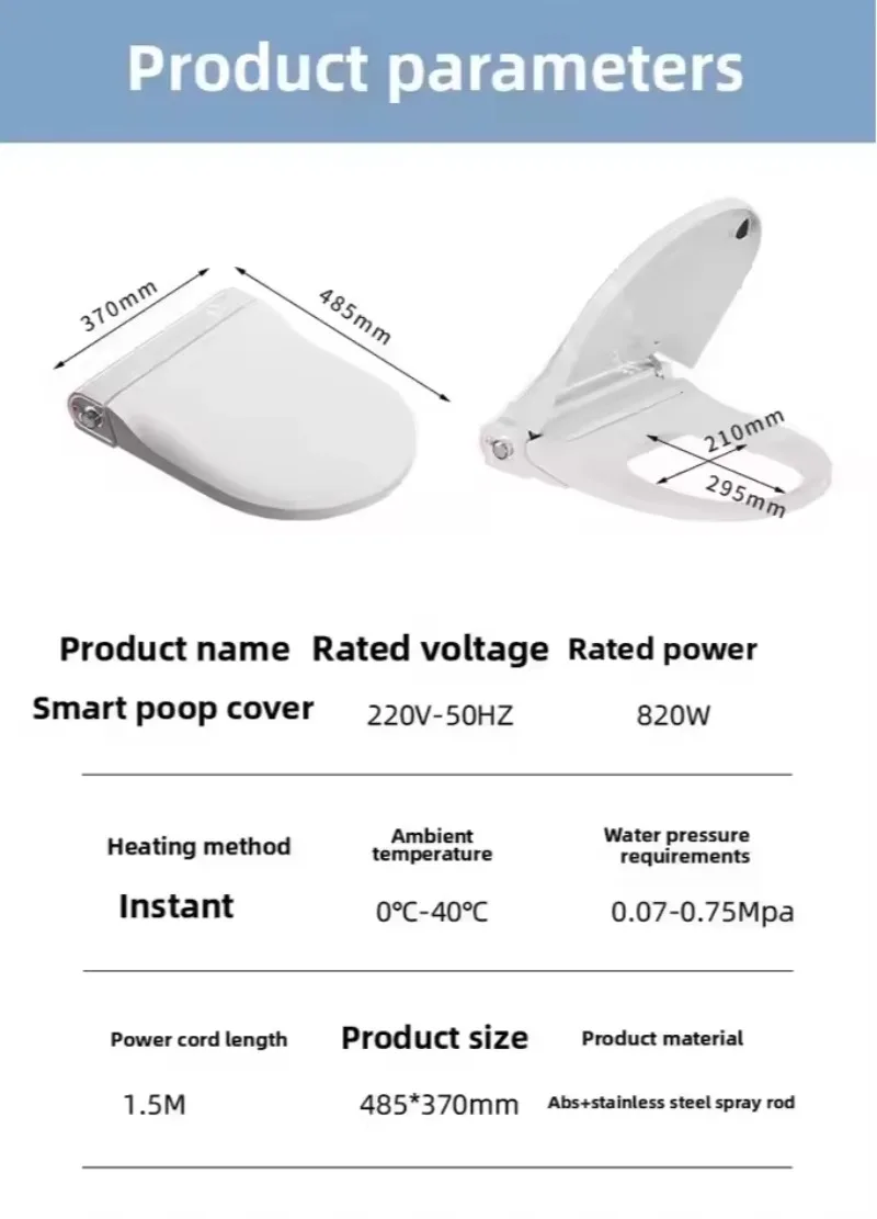 Smart Toilet Cover Short Automatic Lift Voice Control Foam Shield Instant Heating Cleaning for Home Bathroom
