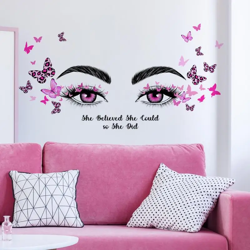 1pc Butterfly & Figure Graphic Wall Sticker Modern Self Adhesive Wall Art Decal Home Decor Vinyl Decal