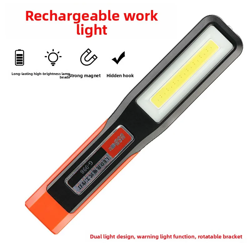 Work Light LED with Strong Magnet COB, Automotive Repair and Maintenance Lamp, Rechargeable Emergency Light Flashlight with Hook