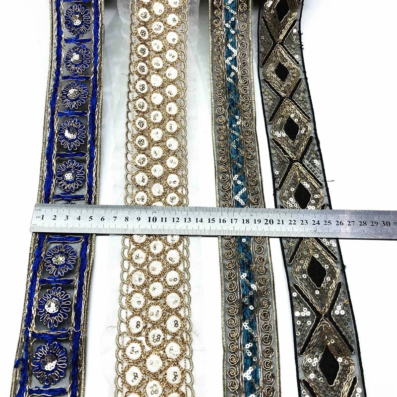 1 Yards Embroidery Lace Trim for Needlework Wedding Dress Patches Crafts Fabric for Sewing Accessories