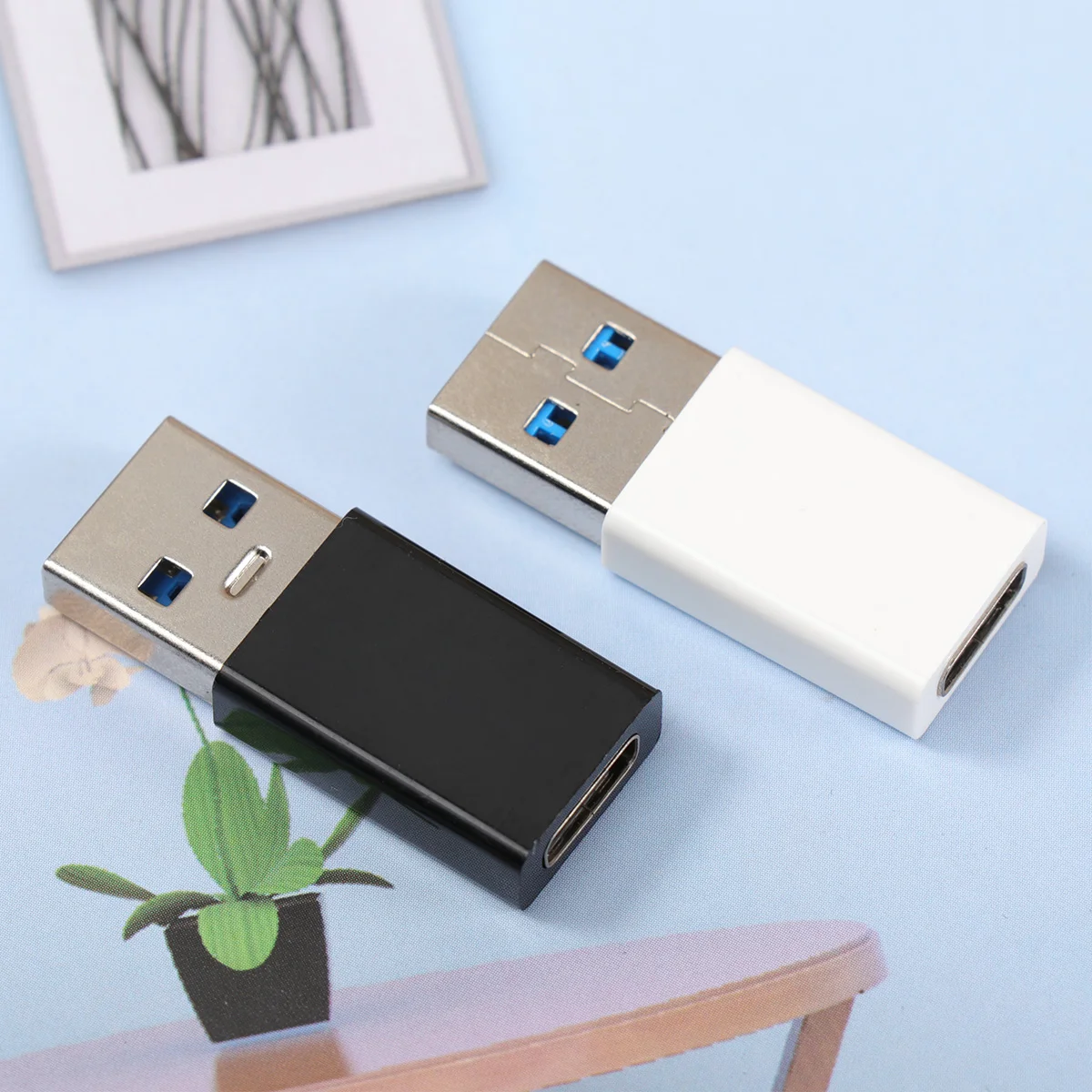 2PCS Mini ABS USB 30 Maschio A Tipo-C Femmina Adattatore OTG USB30 A USB C Convertitore Adattatore per Smartphone Tablet (Nero e Bianco