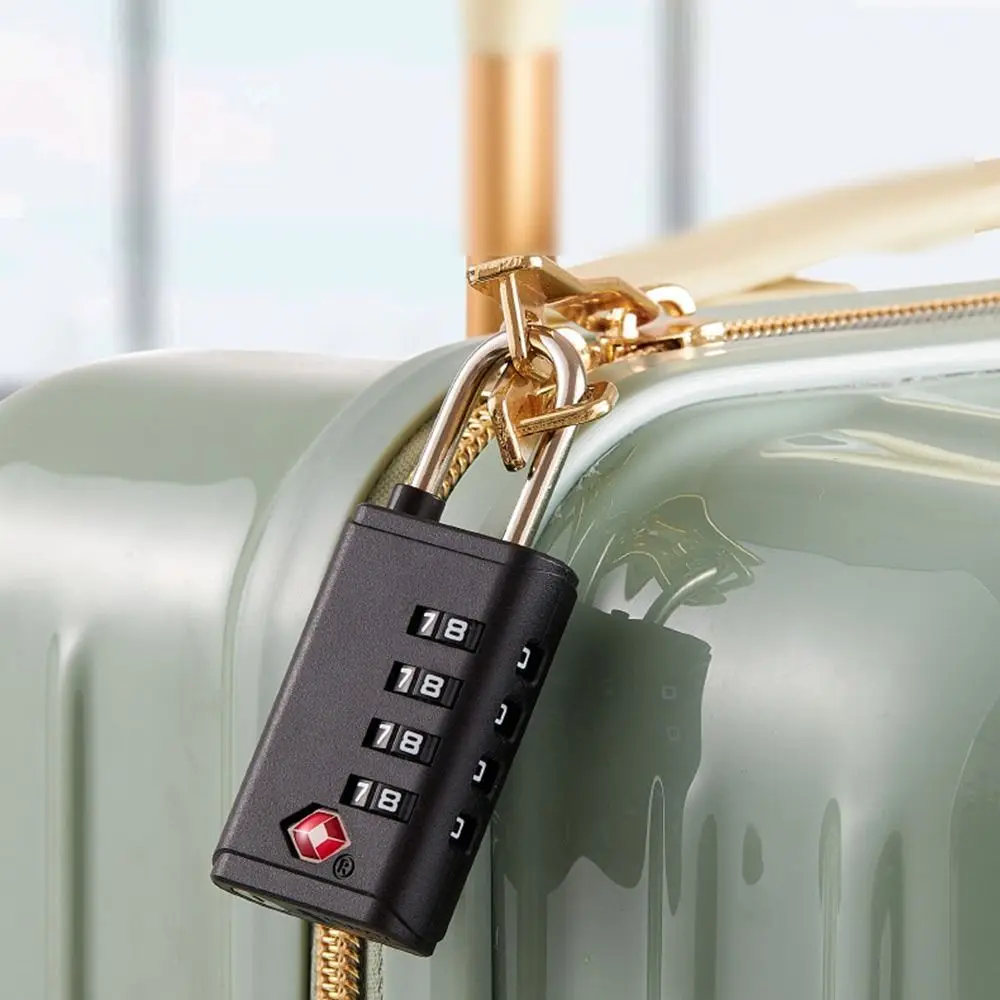 Portable Padlock TSA Customs Lock 4 Dial Digit Combination Lock Anti-theft Lock Safely Code Lock Luggage Lock Protect Security