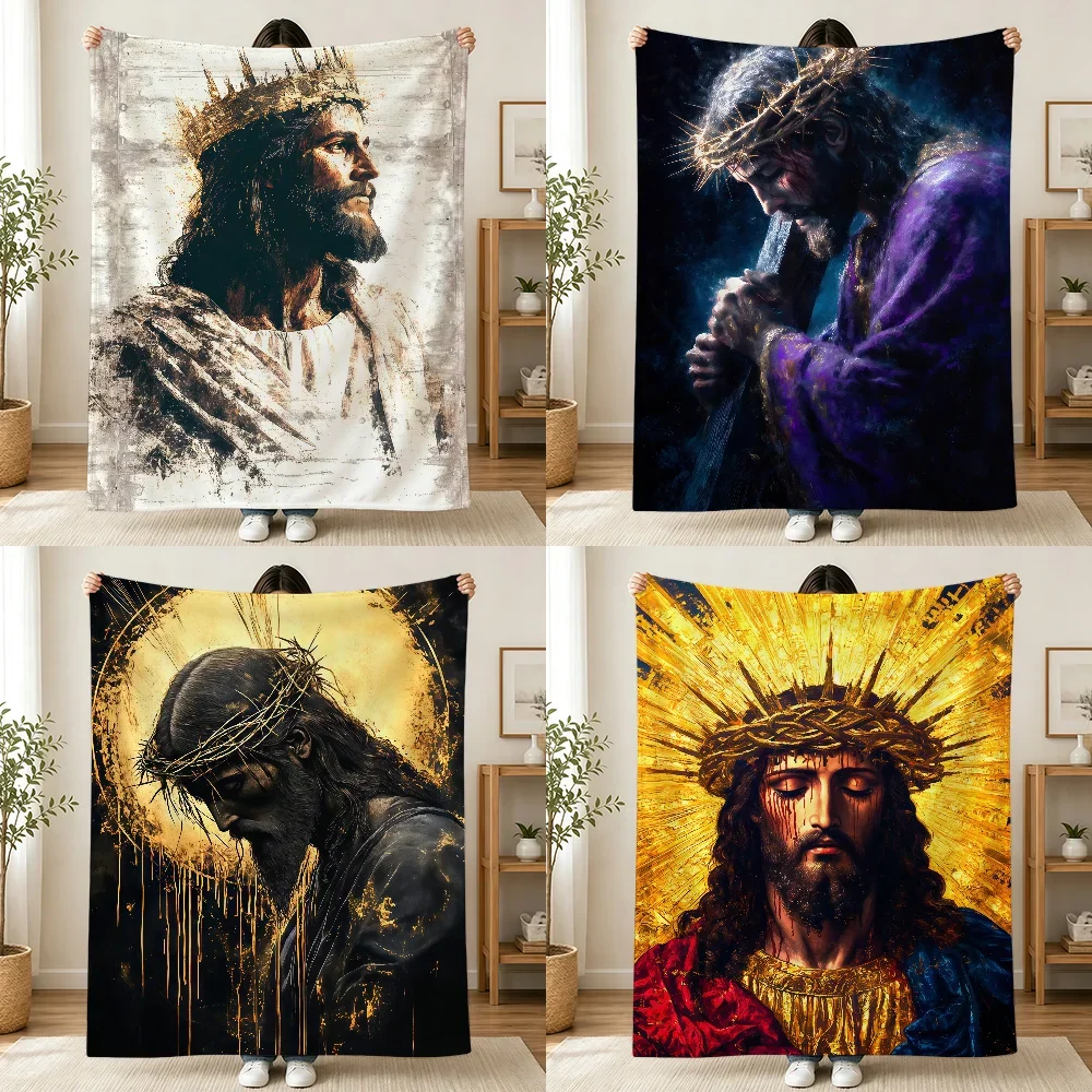Inspirational Jesus Christ Religious Art Throw Blanket Christian Faith Spiritual Decor for Home Sanctuary Gift 150x230cm