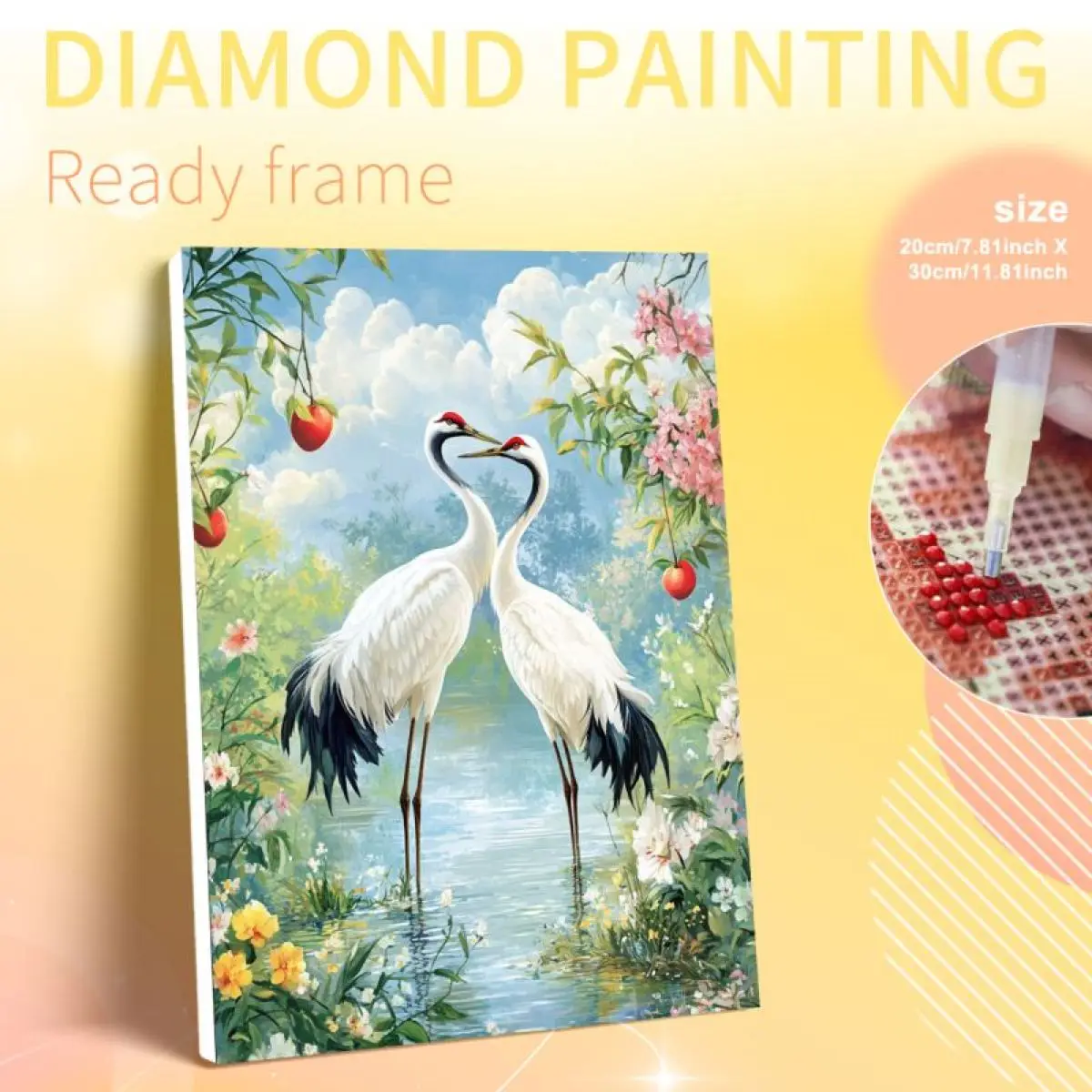 PhotoCustom Framed Red-Crowned Crane Diamond Painting Kits Handmade Diy Idea Animall Full Round/Square Diamond Art Home Decor Di