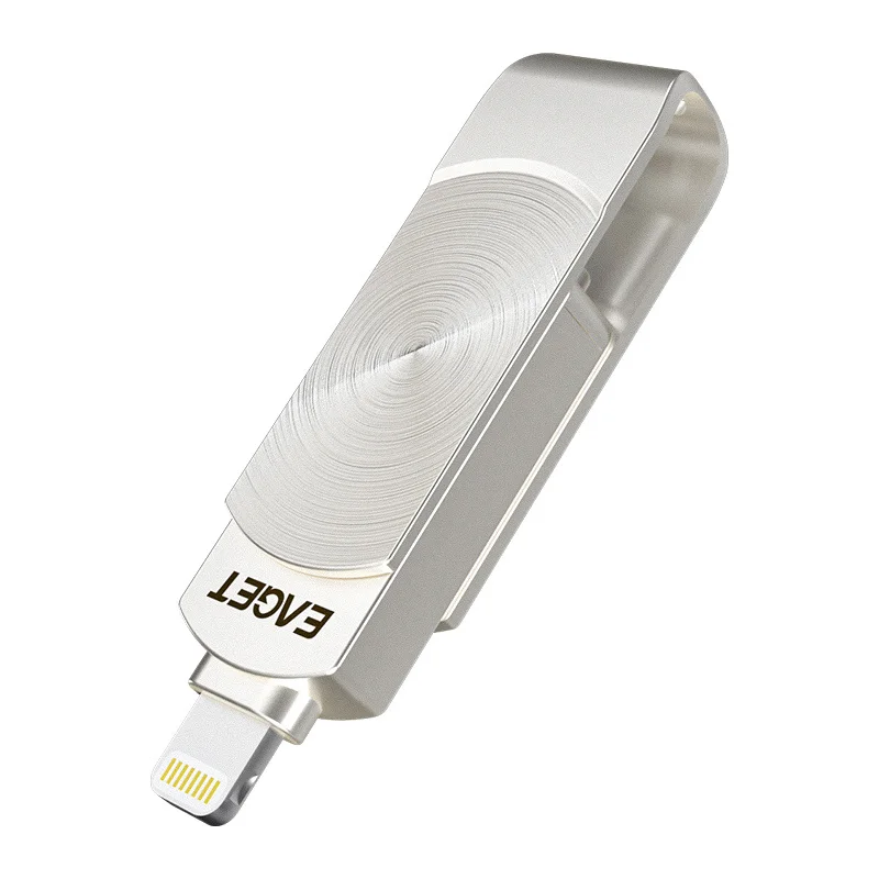 EAGET-Mini Pen Drive de Metal i66Pro MFi, con certificación oficial, USB 3,0, OTG, Apple tipo C, alta velocidad, 128GB, 256GB