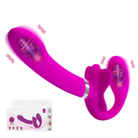 Vibrador de doble punta sin tirantes para mujeres, consolador portátil para estimular el punto G de 12 velocidades para parejas lesbianas, Juguetes sexuales para adultos