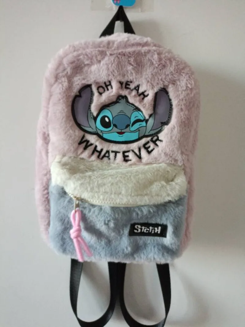 Mini Mochila De felpa Stitch, piel auténtica de Disney, cabeza de alienígena colorida, Ideal para niños de jardín de infantes, nueva