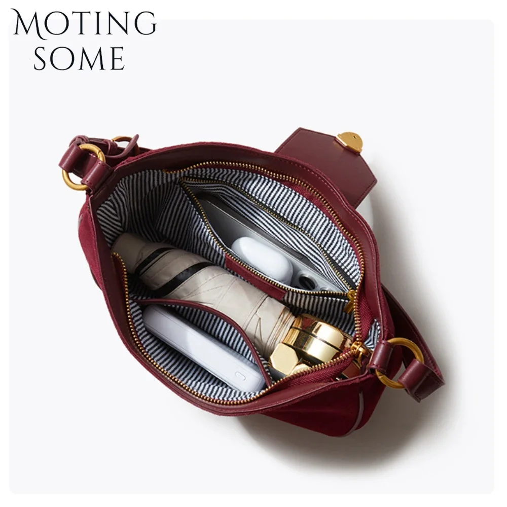 Motingsome Retro Series Women Suede Bags High Mercerized Matte Cowhide Dumpling Bag Vintage Underarm Bag Lady Shoulder Purses