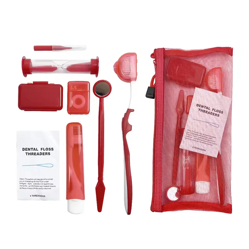 10set Portable 8 in 1 Orthodontic Oral Care Kit Travel Dental Orthodontic Hygiene Care Clean Brush Kits