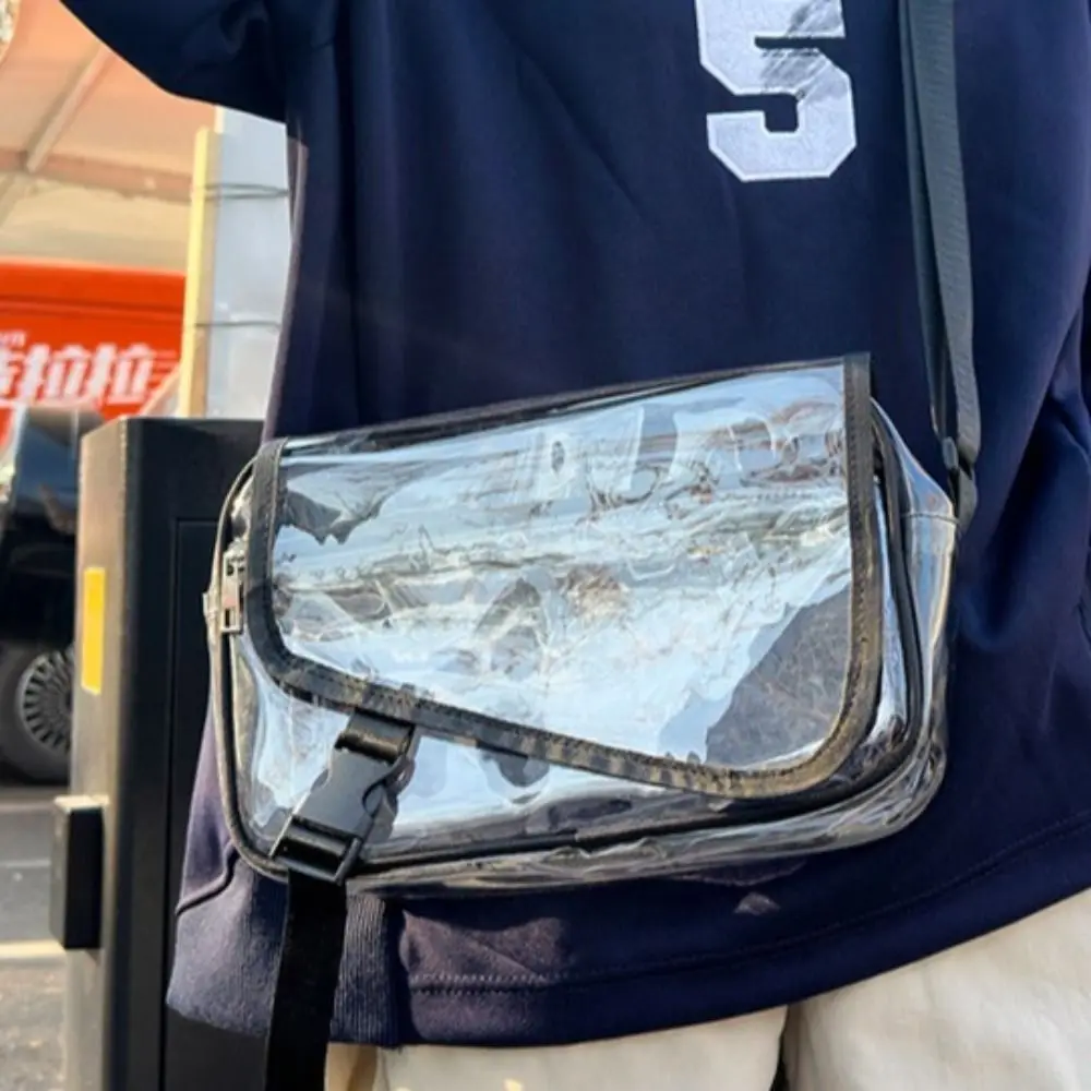 

Simple Fashion PVC Crossbody Bag Transparent Solid Color Shoulder Bag Large Capacity Zipper Tote Handbag Travel