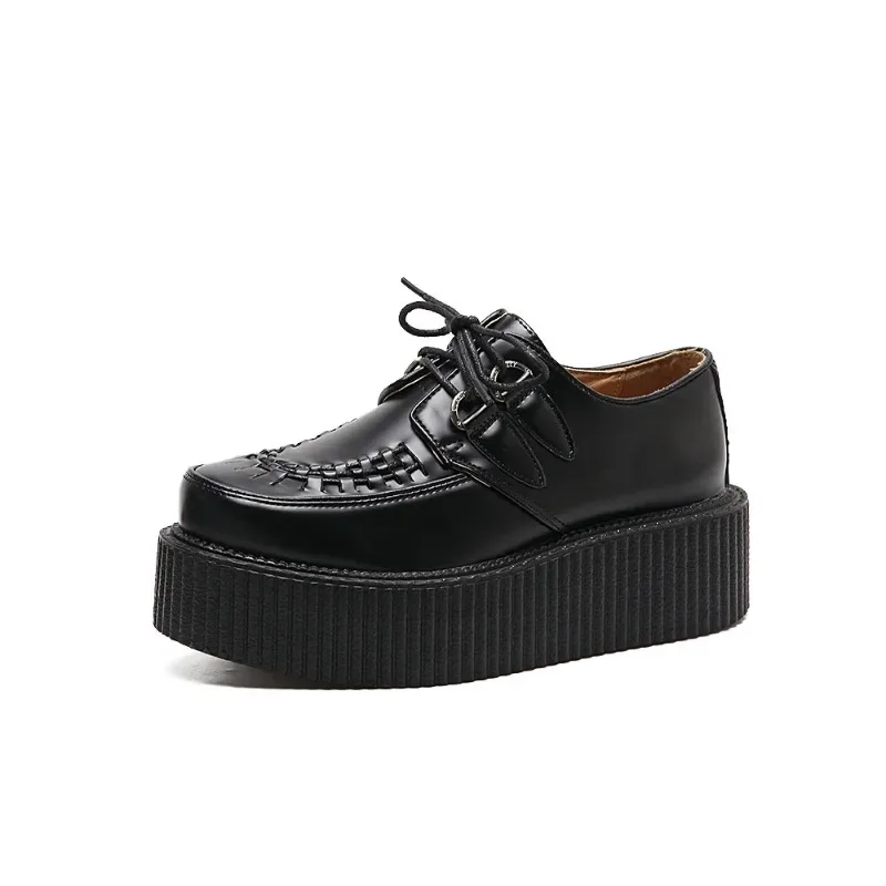 

Женские туфли Мэри Джейн на шнуровке с круглым носком, повседневные универсальные дизайнерские туфли на платформе с толстой подошвой