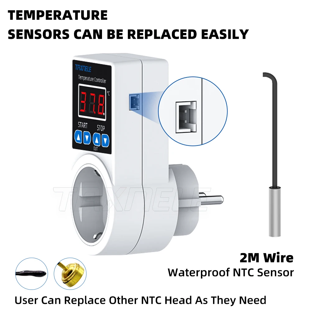 Socket Thermostat Digital Temperature Controller Socket Outlet 110V 220V NTC Sensor Probe Heating Cooling EU US UK Plug