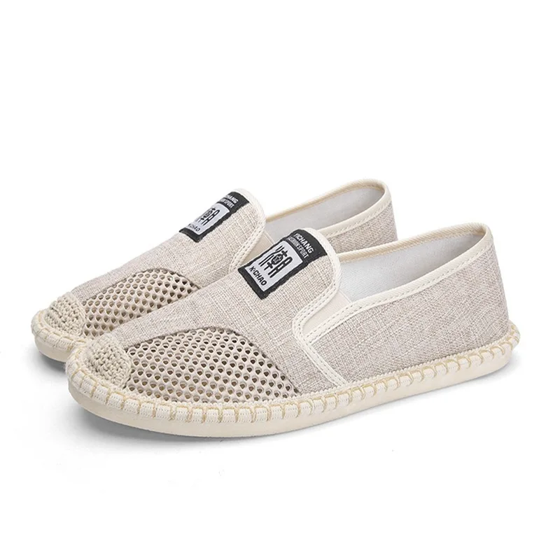 Summer Linen Breathable Casual Flats Shoes Mens Espadrilles Loafers Fashion Slip on Canvas Shoes Fisherman Driving Footwear