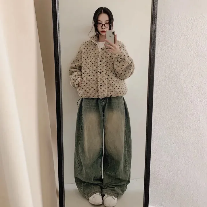 Colletto alla coreana in pelliccia di agnello foderato in cotone da donna Jaet coreano Sle primavera autunno inverno capispalla casual streetwear