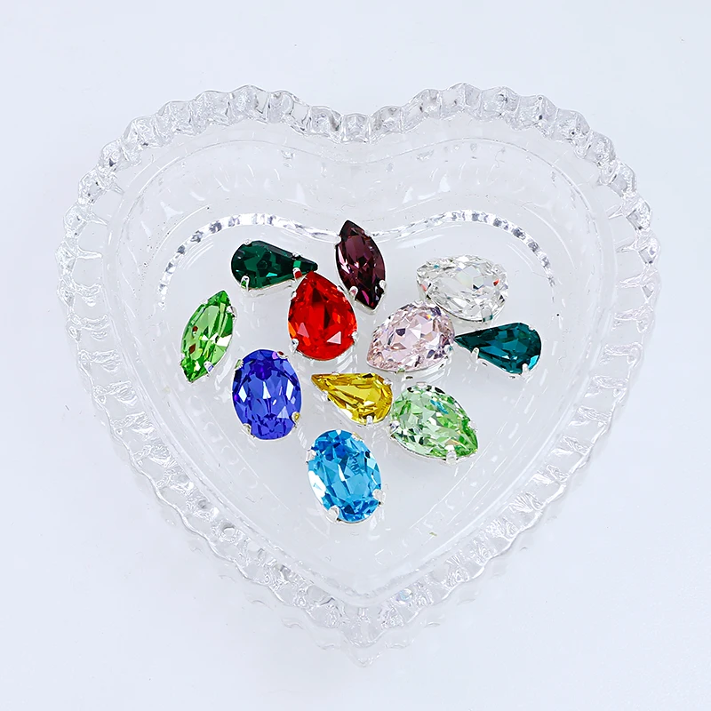 Mix K9 Glass Navette Oval Round Drop shape Crystals Stones Strass Rhinestones Applique For Clothes Nail Art Decorations