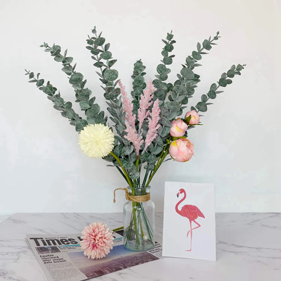 Künstliche Eukalyptusblätter Zweig Bestseller Feiertagsparty Weihnachten DIY Geschenk Heim Vase Hochzeit Brautstrauß Zubehör Dekoration – Detail 19
