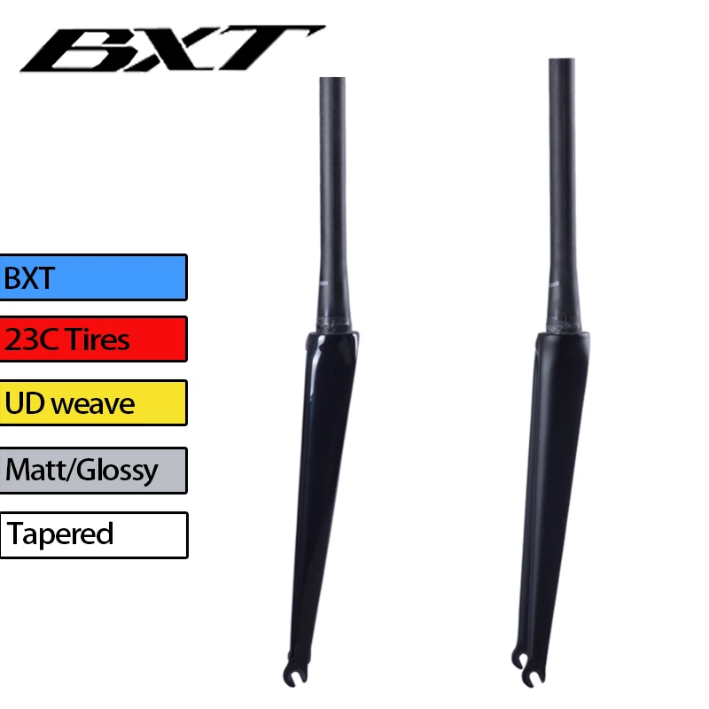 BXT 700c Full Carbon Fiber Bike Fork 700*23c Tires carbon road for bicycle Straigh fork brand V brakes UDblack all  parts